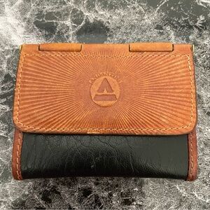 Vintage Andantini Leather Mini Wallet Black/Camel Beige Fiocchi Italy Wallet